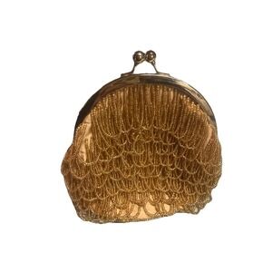 La‎ Regale Vintage Gold Beaded Evening Bag Purse Clutch Handbag Retro 1920s